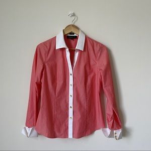 Jones New York Striped Dress Shirt Gold Buttons